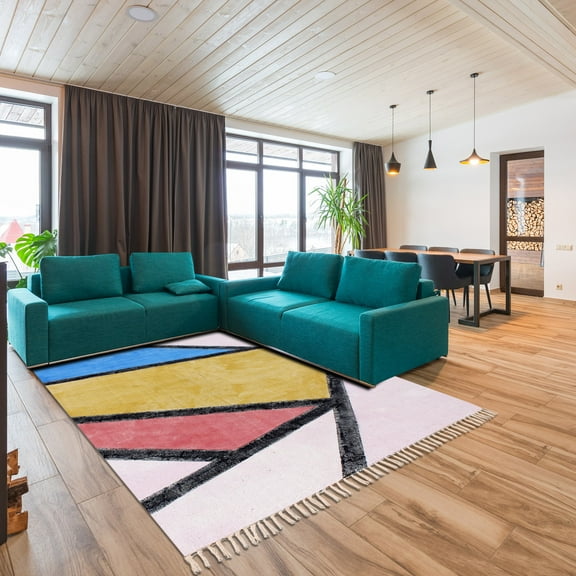 Casavani Hand Woven Durrie Dining Room Kilim, Pink 2x3 feet