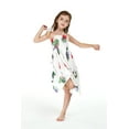 thumbnail image 3 of Girl Gypsy Uneven Bottom Hawaiian Luau Dress in Pretty Tropical White Size 12, 3 of 5