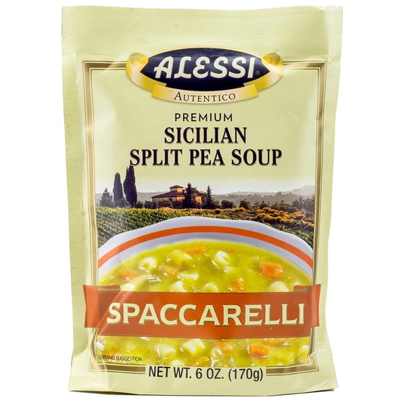 Alessi Autentico Premium Sicilian Split Pea Soup, Spaccarelli, 6 oz. Bags (Pack of 6)