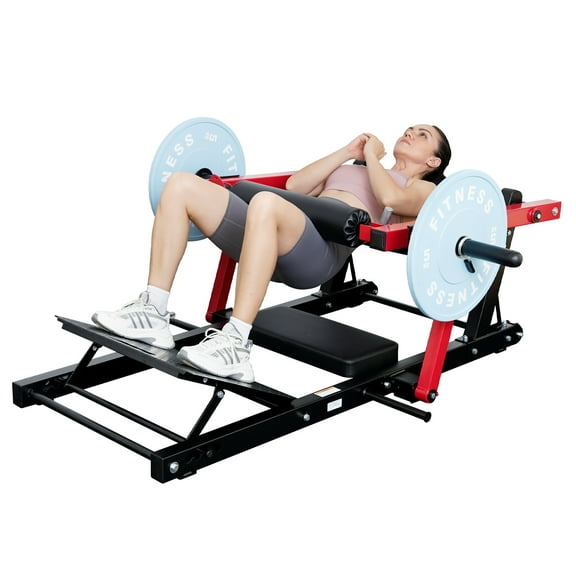 Hlivelood Heavy Duty Glute Bridge & Hip Thrust Machine, 800LBS Plate Loaded, Butt Workout Equipment with Weight Holder & Adjustable Footboard for Home Gym Strength Training, Red