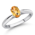 thumbnail image 2 of Gem Stone King 10K White Gold Yellow Citrine Solitaire Engagement Ring for Women (0.73 Cttw, Oval Checkerboard 7X5MM, Gemstone November Birthstone, Size 5), 2 of 4