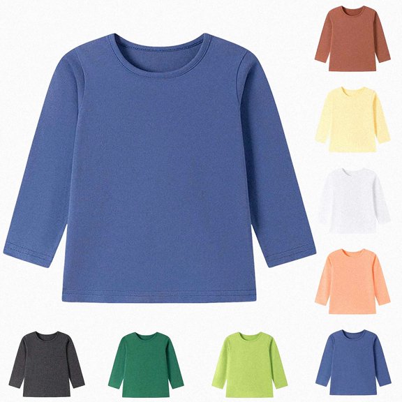 NORO ARK Kids Blouse (2-7) Long Sleeve Casual Crewneck Cotton Tops Navy Size 3T