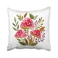 thumbnail image 1 of BSDHOME Housse de Coussin Aquarelle Champignons Rouges Branches Botaniques Emblème Dessin Étiquette Forêt 16x16 Pouces Housses de Coussin Décoratives, 1 of 1