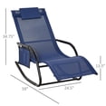 thumbnail image 3 of Outsunny Patio Rocking Chair with Mesh Fabric, Outdoor Rocking Sling Sun Lounger with Removable Headrest and Side Pocket for Garden, Deck, Lawn, Blue, 3 of 10
