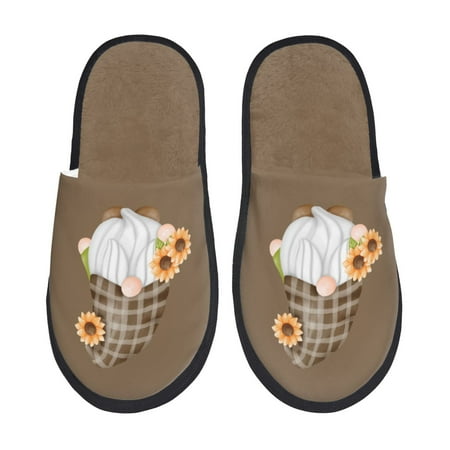 

Sigee Sunflower Gnomes 4 for Cozy Furry Slippers Super Soft Indoor and Outdoor Use Non-Slip Sole Slip On House Slippers-Medium