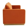 thumbnail image 5 of LeisureMod Nervo Modern Velvet Upholstered Sofa With Gold Frame in Orange Marmalade, 5 of 8