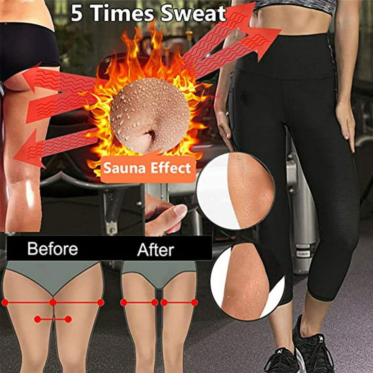 Lilvigor Women Sauna Sweat Pants Training Leggings Gym Fitness Exercise  Capri Pants Workout Hot Thermo Body Shaper 