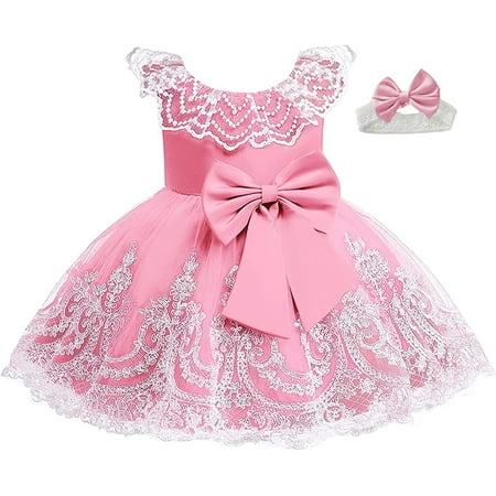 

Baby Girls Lace Dress Baptism Christening Bowknot Wedding Birthday Party Dress