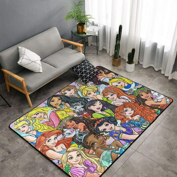 Room Rug Beauty Princess Area Rugs Crawling Non-Slip Floor Mat For Playroom Garden Entry Home Decor 60x39 Inch