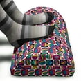 thumbnail image 3 of Colorful Foot Rest, Checkered Pattern with Vibrant Colored Doodle Style Egg Shapes Fun Cartoon Rows, Non-Slip Backing Adjustable Ergonomic Memory Foam Leg Support for Office, Multicolor, by Ambesonne, 3 of 5