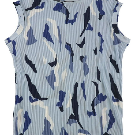 Alfani Womens Abstract Sleeveless Blouse Top, Blue, X-Large