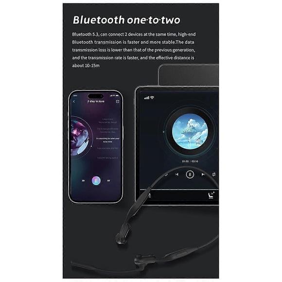 DG09 Bone Conduction Headphone Wireless Bluetooth5.3 Outdoor Sport Earphones IPX5Waterproof Hands-Free with Microphone B
