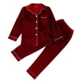 thumbnail image 4 of Family Pjs Matching Sets Christmas Velvet Pajamas Long Sleeve Button down Sleepwear Winter Warm Soft Fleece Set Matching Holiday Pajamas for Couples, 4 of 4
