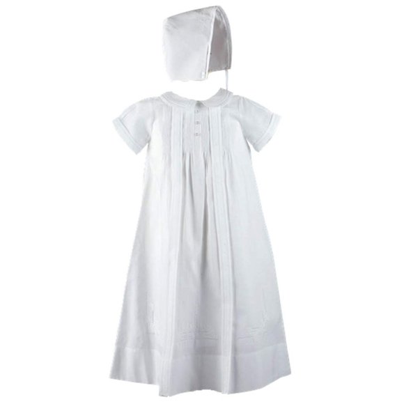 Feltman Brothers Infant Baby Boys White Embroidered Christening Gown Bonnet Set (9M-12M)