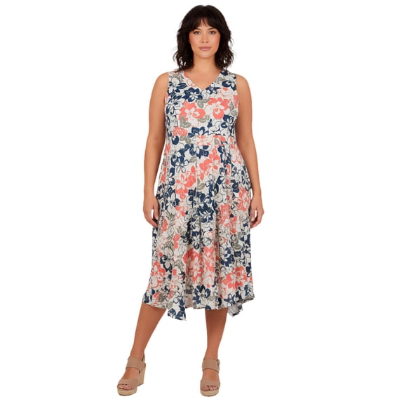 Avenue Women's Plus Size Knit Gauze Cascade Dress