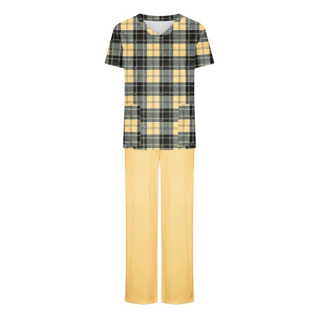 Soki Scrub Set Women Short Sleeve V-Neck T Shirts Top Jogger Pants Working Set on Clearance