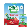thumbnail image 1 of GoGo squeeZ Compote de Fruits, Pomme Fraise, Sans Sucre Ajouté. 90g par Sachet, 4 Sachets, 1 of 5