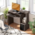 thumbnail image 2 of HOMCOM Computer Desk with Fabric Drawer & Keyboard Tray, Study Desk, Grey, 2 of 10