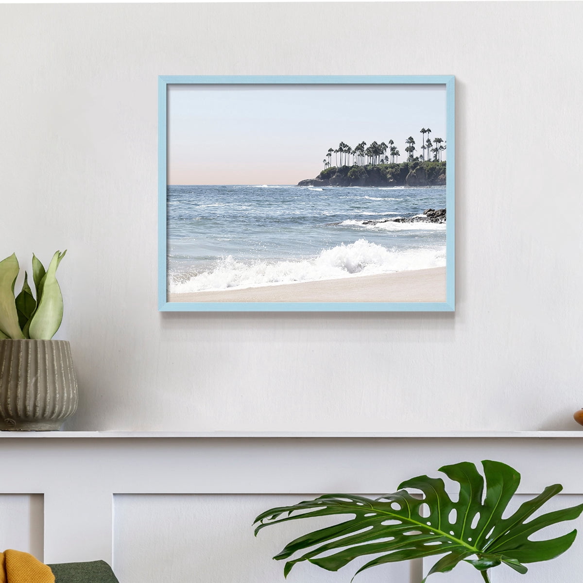 Distant Palms by Natalie Carpentieri - Restickable Framed Giclée Print