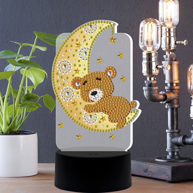 Cuadros Decorativos DIY diamante pintura LED luz Luna oso bordado noche lámpara costura conjunto Ndcxsfigh Nuevos Originales