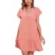 thumbnail image 1 of SAYOO Vestido de manga corta para mujer, vestido de ajuste holgado con dobladillo con volantes y cuello en V de color sólido, ropa informal simple y elegante de una pieza SAYOO  S M L XL XXL, 1 of 8