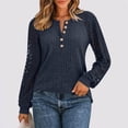thumbnail image 2 of XYAIYT Women Knitted Blouses Round Neck Lace Long Sleeve Tops Casual Loose Button Down Shirts Dressy Casual, 2 of 5