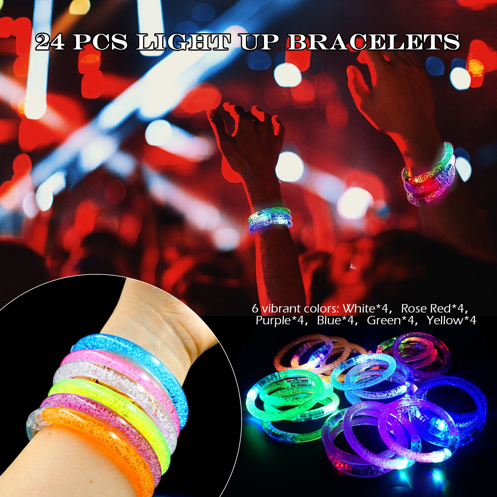 OneAndes 144 Pcs Glow Party Supplies, 100 Pcs Foam Glow Sticks, 20 Pcs LED Glasses and 24 Pcs Glow Sticks Bracelets, Neon Party Favors for Glow Party, Wedding, Concert, Raves and Birthday