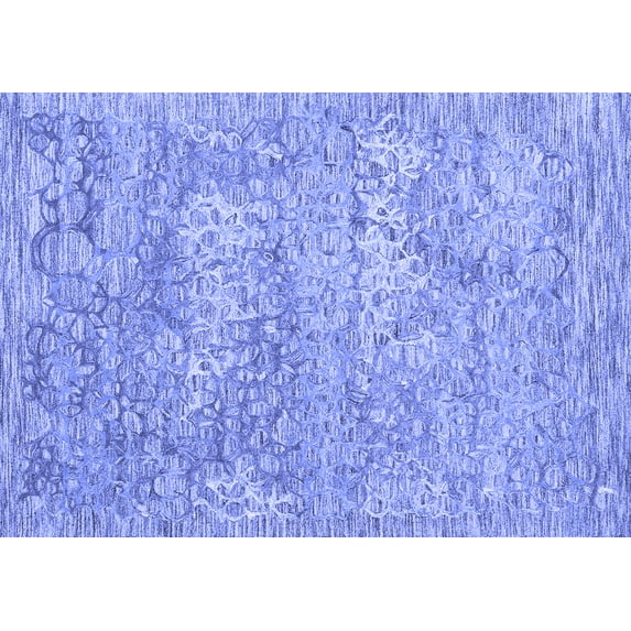 Ahgly Company Machine Washable Indoor Rectangle Abstract Blue Contemporary Area Rugs, 7' x 10'