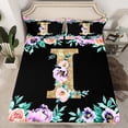 thumbnail image 2 of Erosebridal Initial A to Z Letter Sheet Set Full, Monogrammed I Full Sheet Sets, Chic Flower Bedding Sets Full Size, Super Cozy Room Decoration, 4-Piece, 2 of 7