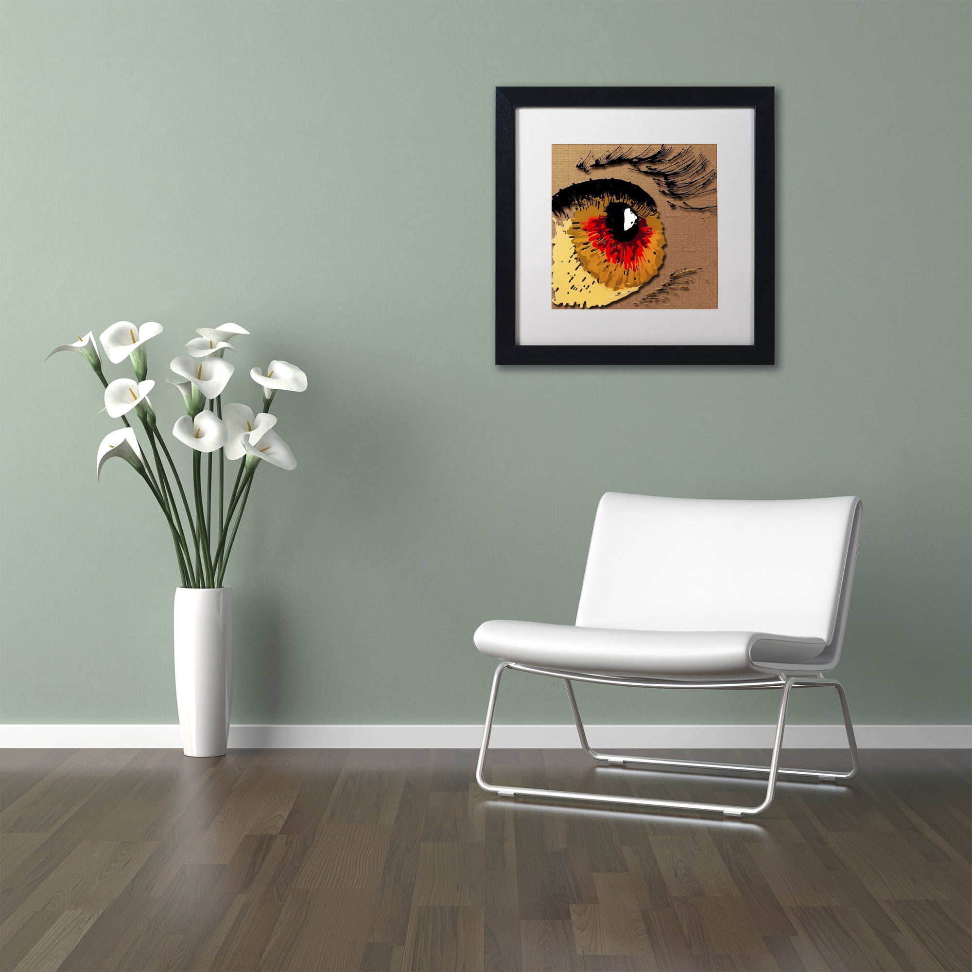 Trademark Fine Art "Eye 1" Canvas Art by Roderick Stevens, White Matte, Black Frame