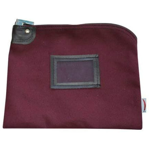 Locking Money Bank Bag Canvas Keyed Security Burgundy