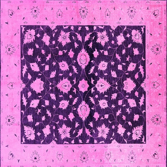 Ahgly Company Indoor Square Oriental Pink Industrial Area Rugs, 3' Square