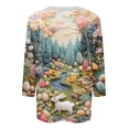 thumbnail image 5 of HAVUITYY Easter Printed Women's Sweaters, 3/97 Sleeve Crew Neck Womens Tops, Spring Going Out Easter Shirts for Women Wear & Gifts, 5 of 5