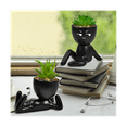 thumbnail image 2 of 4PCS Artificial Succulent Planters, Mini Potted Ceramic Succulent Decor, Human Shaped Black Pots Small Pots, 2 of 5