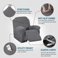thumbnail image 2 of Super Stretch Recliner Couch Covers Chair Cover Form Fitted Non Slip Reclining Slipcovers for Standard Large Recliner, Soft Thick, 2 of 7