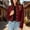 Wine, variant on Women's Solid Long Sleeve Stand Collar Casual Button Jacket