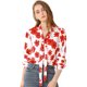 thumbnail image 1 of INSPIRE CHIC Camisa Casual Top Floral Corbata De Lazo Cuello V Manga De Soplo Para Mujeres Blanco S, 1 of 6