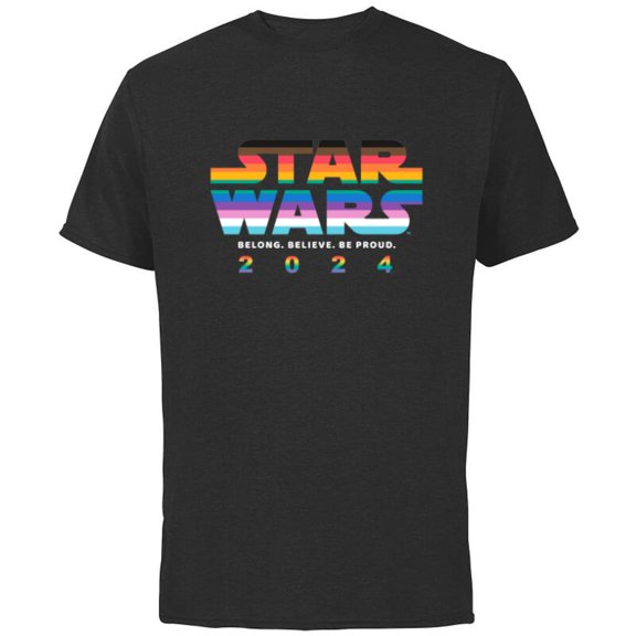 Star Wars Pride Inclusive Rainbow Logo Belong Be Proud 2024- Short Sleeve Cotton T-Shirt for Adults - Customized-Black