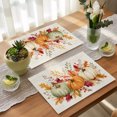 thumbnail image 4 of Sage Green Orange Pumpkins Fall Placemats Set of 2, Thanksgiving Eucalyptus Washable Wipeable Table Mats for Dining Tables, Indoor Outdoor Kitchen Place Mats for Holiday Party Table Decor, 4 of 9