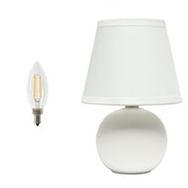 Simple Designs 8.66" Compact Ceramic Globe Table Lamp with Stylish Shade, LED Bulb Included, Off White