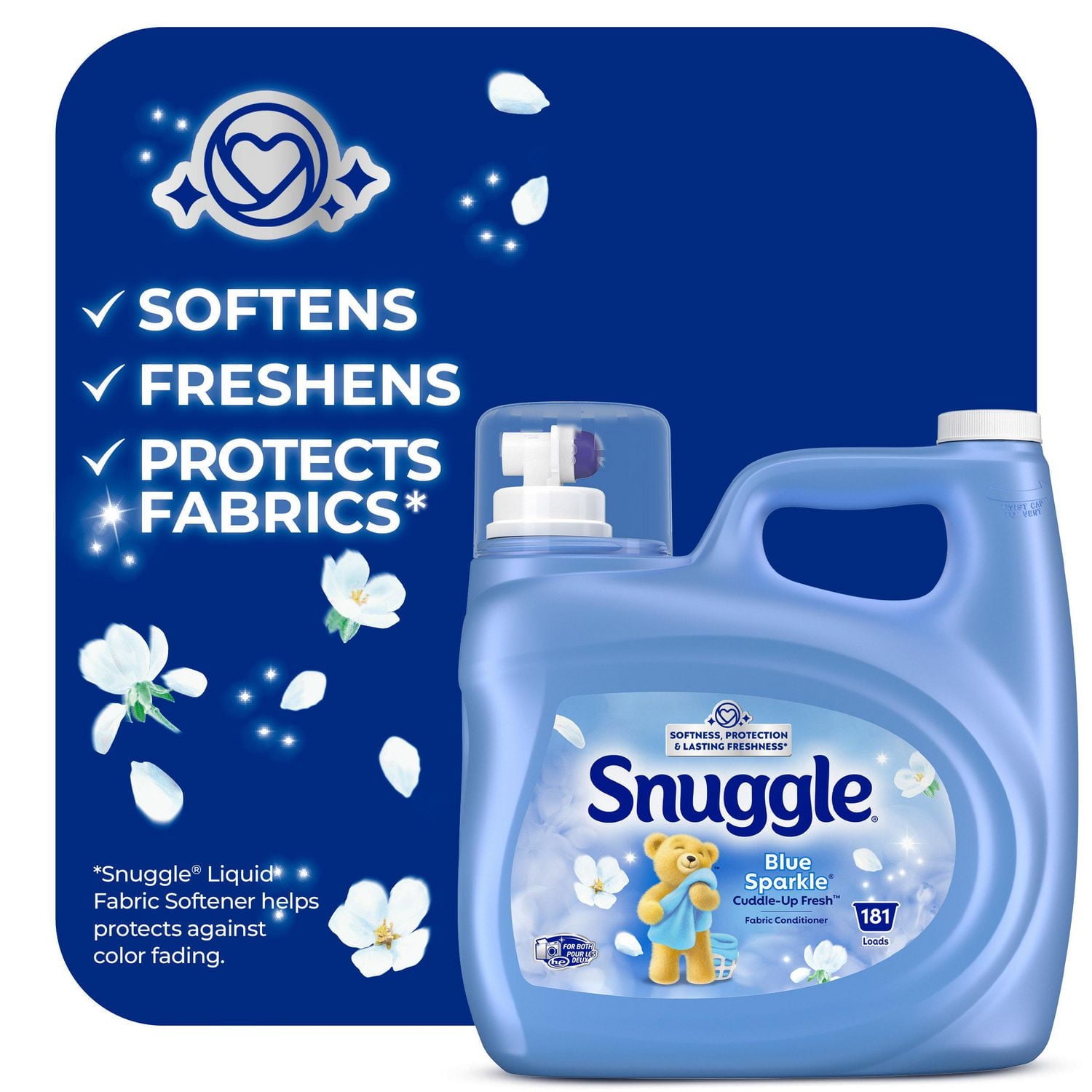 Snuggle Blue Sparkle Cuddle-Up Fresh Liquid Fabric Conditioner, 181 Loads, 3.64 Litres, 1 Bottle, 3.64 Litres