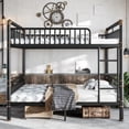 thumbnail image 3 of Harper & Bright Designs Full over Full Industrial Bunk Bed with Ladders and Guardrails, Heavy-Duty Metal Bunk Bed Frame with Under Bed Space, Black, 3 of 15