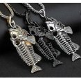 thumbnail image 1 of Collar con colgante de acero inoxidable shaofei esqueleto de pescado entero dorado negro plateado, 1 of 2