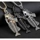 thumbnail image 1 of Collar con colgante de acero inoxidable shaofei esqueleto de pescado entero dorado negro plateado, 1 of 2