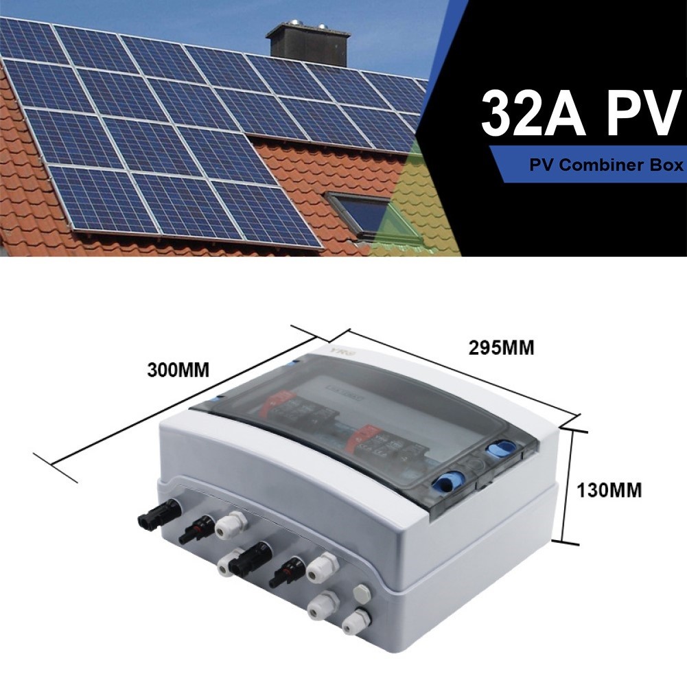PV Combiner Box 32A 2 String 550V DC Circuit Breaker Solar Panel IP65
