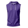 thumbnail image 6 of BRANROY Men's Tank Tops - Hooded Sleeveless Gym Shirts with Pockets and Drawstring, Muscle Tees for Athletic Summer Training,Purple XL, 6 of 8