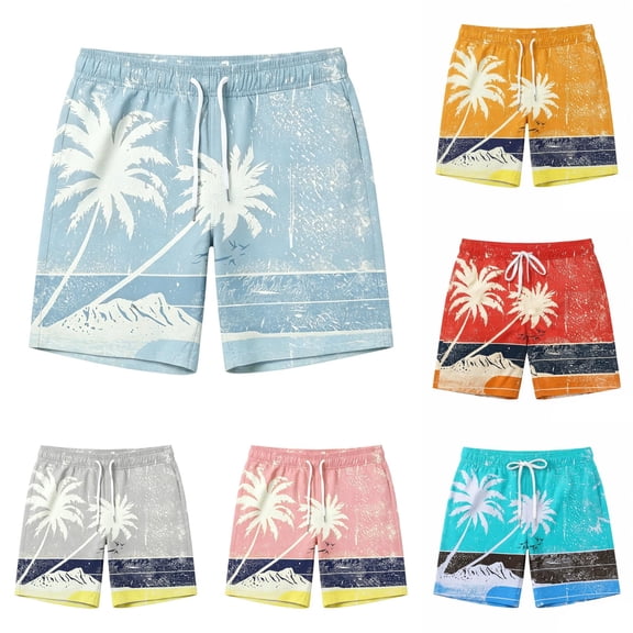 XFeng Men's 2 in 1 Swim Trunks, Print Board Shorts with Compression Liner, Quick Dry Beach Swim Shorts with Pockets