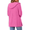 thumbnail image 5 of BODOAO Women's Zip Up Hooded Cardigan Ribbed Knit Long Sleeve Drawstring Sweater Jacket with Pockets Lightweight Casual Hoodie for Fall Winter Everyday Layering Hot Pink S, 5 of 7