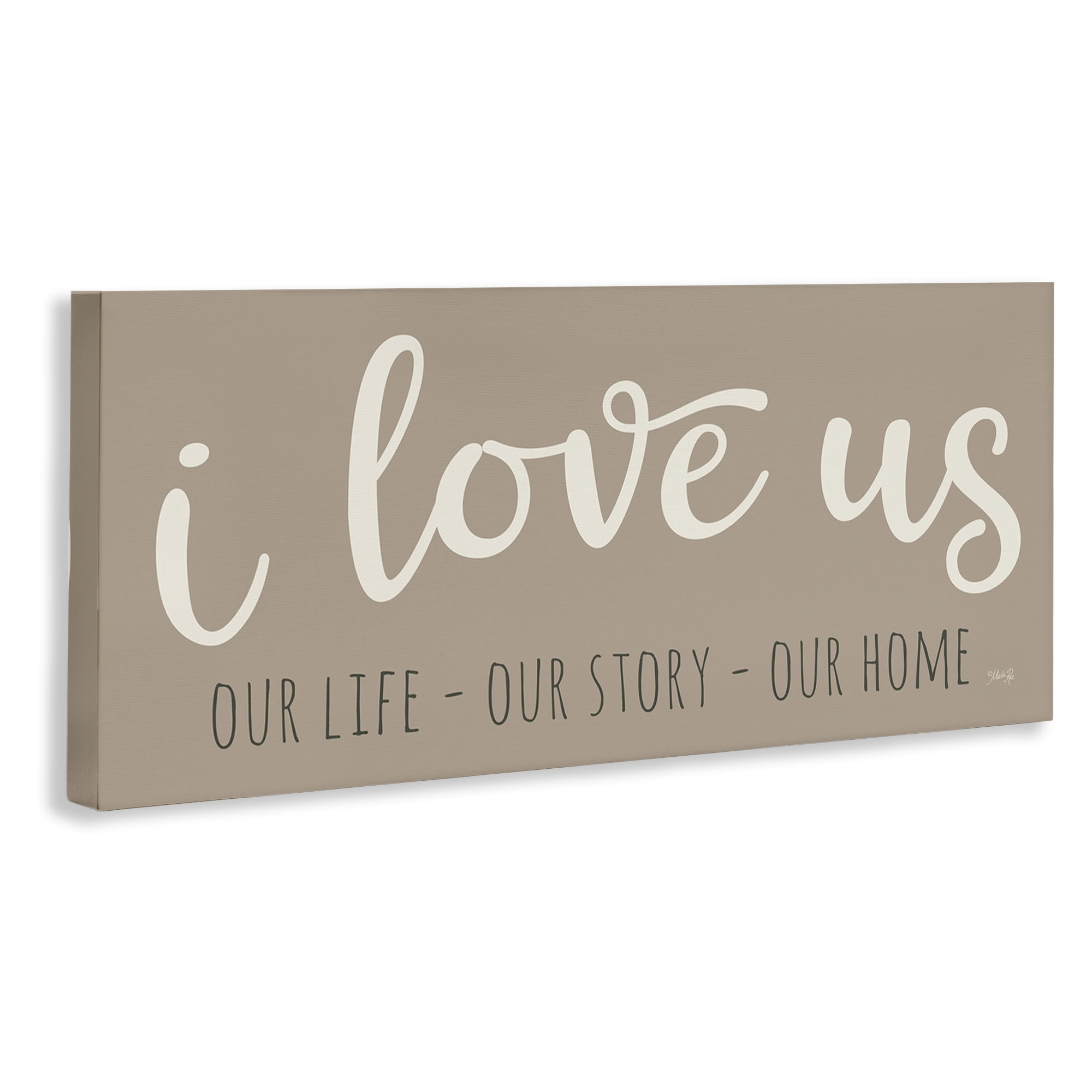 Stupell Industries I Love Us Romantic Typography Painting Gallery Wrapped Canvas Art Print Wall Art, 24 x 10