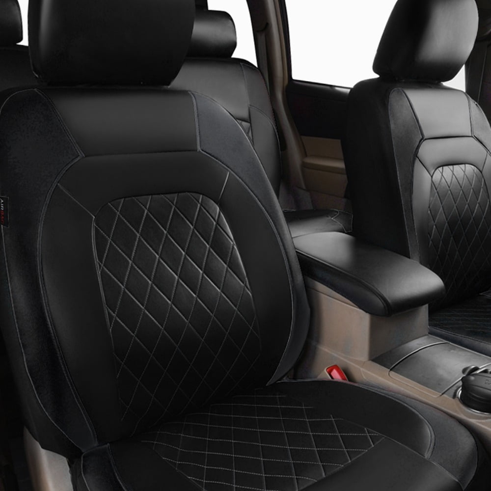 5 Seats Car Seat Cover, PU Leather Universal Seat Cover,Split Bench Compatible,Universal Fit for Auto Trucks Van SUV,Black